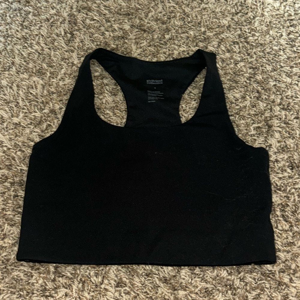 Girlfriend collective black sports bra, size S.